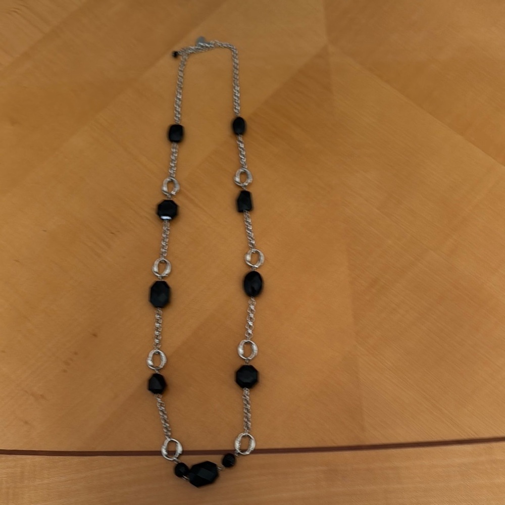 White House black market Elegant Black and Silver Necklace